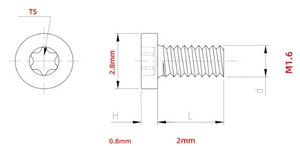 Legood สกรูหัวท็อก T5ขนาดเล็กมากเกลียวยาว M1.6 2มม - Product Image 4