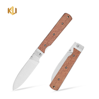 Couteau pliant classique en acier inoxydable avec manche en bois de rose, couteau de camping pliant en bois pour activités de plein air