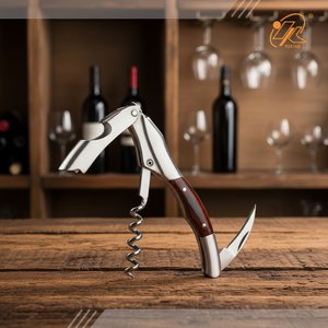 <span class=keywords><strong>Ouvre</strong></span>-bouteille en acier inoxydable avec manche en bois personnalisé, tire-bouchon <span class=keywords><strong>manuel</strong></span> écologique, finition satinée, coffret cadeau - Product Image 2