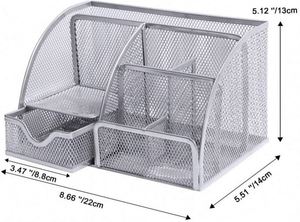 <b>Office</b> Supplies Multi-functional Stationery Storage 5 Compartments Black Metal Mesh Desk Organizer for Pencil Pen Holder - Product Image 5