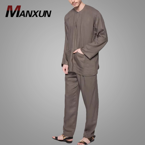 Vente en gros en ligne d'usine vêtements islamiques pour hommes musulmans costume Baju Melayu confortable motifs arabes <span class=keywords><strong>Jubba</strong></span> ensemble haut et pantalon - Product Image 1