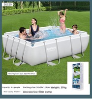 Piscine gonflable rectangulaire authentique en PVC avec structure de support épaissie en acier inoxydable, grande taille, pour adultes, enfants et familles