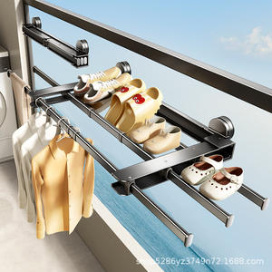 Support de séchage de chaussures à ventouse, support mural rétractable à trois barres pour balcon et fenêtre - Product Image 4