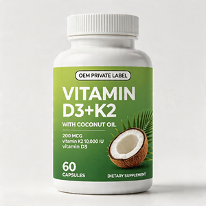 Vitamine D3 + K2 10 000 UI pour la santé osseuse, immunitaire et cardiaque des femmes - Capsules de Vitamine D3 et K2 - Product Image 1