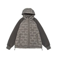 Chaqueta de plumón con capucha para hombre, informal, acolchada, con cremallera completa, bolsillos, mangas de punto, para invierno, tallas grandes y altas, extragrandes 6XL 7XL