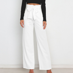 D & M <span class=keywords><strong>pantaloni</strong></span> larghi Casual 2024 autunno bianco <span class=keywords><strong>donna</strong></span> con cerniera a bottone a <span class=keywords><strong>vita</strong></span> <span class=keywords><strong>alta</strong></span> <span class=keywords><strong>pantaloni</strong></span> larghi in raso con tasca - Product Image 3