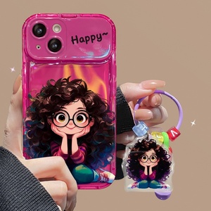 <span class=keywords><strong>Funda</strong></span> de Teléfono con Espejo de Maquillaje y Diseño de Chica de Cabello Rizado de Dibujos Animados de Lujo para <span class=keywords><strong>iPhone</strong></span> 16 15 14 12 <span class=keywords><strong>11</strong></span> Pro Max, <span class=keywords><strong>Funda</strong></span> Protectora Suave a Prueba de Golpes con <span class=keywords><strong>Colgante</strong></span> - Product Image 3