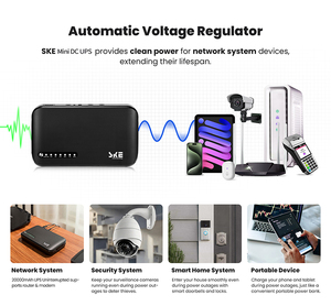 SKE DC UPS Batterie haute capacité 20000mah LiFePO4 UPS Entrée 100-240Vac Adaptateur intégré DC 9V 12V 24V TYPE-C USB 5V 18W Mini UPS - Product Image 6