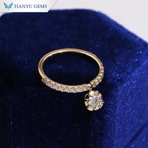 Tianyu Gems 4,2mm Round Lab Diamond DEF VS1 14K Anillo de compromiso de oro amarillo para mujer - Product Image 6