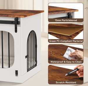 39.4 pouces moderne ferme chien chenil caisse meubles décoratif blanc en bois maison pour animaux de compagnie avec coussin intérieur fin Table <span class=keywords><strong>Cage</strong></span> - Product Image 2