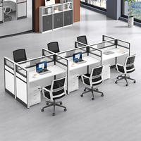 Poste de travail informatique modulaire 4 personnes au design moderne, mobilier de bureau commercial, bureau pour le personnel, visibilité et lisibilité améliorées