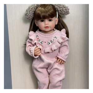 22 pulgadas barato Bebe Real cuerpo completo de silicona <span class=keywords><strong>Reborn</strong></span> bebé niña <span class=keywords><strong>con</strong></span> peluca <span class=keywords><strong>pelo</strong></span> realista pintado a mano muñeca de arte - Product Image 2