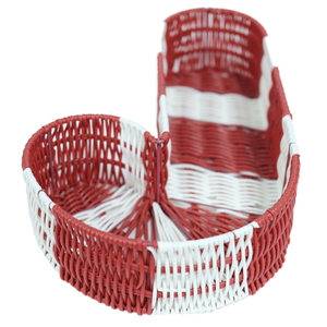 Panier de rangement de bonbons de Noël à fond carré blanc rouge Décoration de la maison en plastique PP avec corde Accessoire de cadre en bambou Usage domestique - Product Image 2