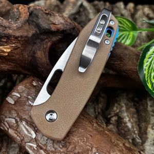 <span class=keywords><strong>PIET</strong></span> 5390 브라운 G10 핸들 폴딩 나이프 8Cr13Mov 스틸 블레이드 캠핑 자기 방어 EDC 전술 포켓 나이프 - Product Image 6