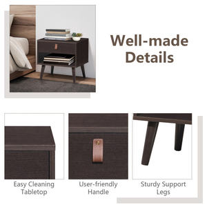 Mesita de noche de estilo europeo moderno de mediados de siglo DB, estante de almacenamiento de 2 cajones de madera maciza para uso en apartamentos, diseño plegable - Product Image 5