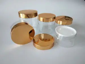 Ventes directes d'usine 350g conteneur de crème capillaire au beurre corporel pots cosmétiques transparents vides avec couvercles en or