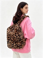 Sac à dos en fausse fourrure Zeyu pour femme, imprimé vache, léopard, dalmatien, collection hiver 2026, sac à dos scolaire moelleux en peluche, ODM / OEM