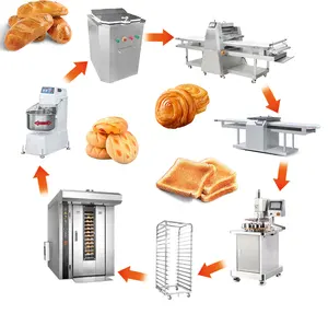 Forno elétrico comercial automático a gás para assar pão, conjunto completo de equipamentos para padaria e forno