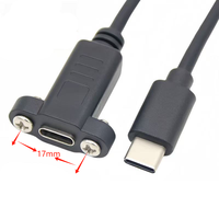 Cable de datos de extensión Usb C macho a hembra con orificio de tornillo de montaje en panel 0,17 M