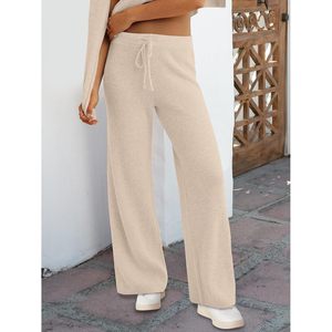FOXA Women Waffle Knit <b>Sweater</b> <b>Set</b> Full Sleeve Matching Wide Leg Pants Casual Autumn Outfit Anti Pilling Knitted Tracksuit - Product Image 6