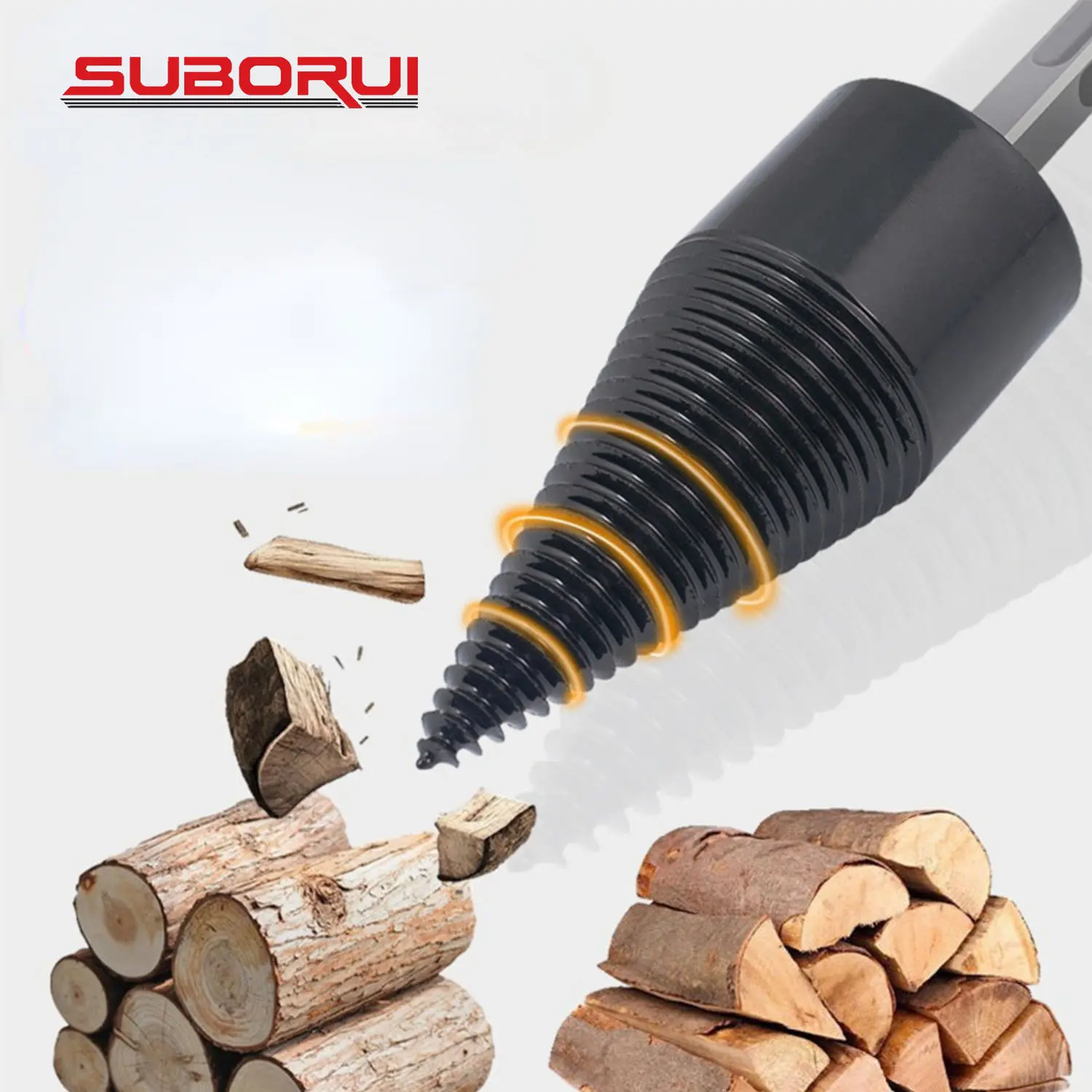 BORUI mata bor kayu bakar, mata bor kerucut terpisah kayu Splitter 32 42 45 50mm persegi bulat untuk memotong pohon