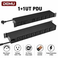 Medidor LCD Digital 1+1U, PDU de 19 Pulgadas para Montaje en Rack, Protector contra Sobretensiones de 2100J, 12 Tomas de Corriente US de 15A, Regleta de Alimentación para Rack de Servidores de Centro de Datos