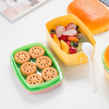 Double boîte à déjeuner pour enfants en <span class=keywords><strong>forme</strong></span> de hamburger personnalisée Petite boîte à lunch coréenne en plastique allant au micro-ondes avec cadeau - Product Image 5