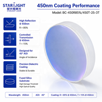 Combinateur de faisceau de précision 450 nm en silice fondue JGS1 D25mm 3T pour graveur laser industriel et affichage laser RVB