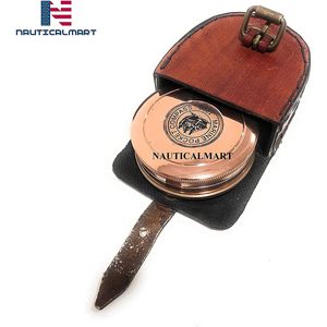 Boussole de poche marine ALFA NAUTICAL en laiton de 2 pouces, finition cuivre, style marin, outil de navigation pour la randonnée, avec boîte - Product Image 3