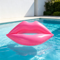 Bouée gonflable rouge en forme de lèvres – PVC durable, pliable, capacité 100 kg, pour sports nautiques extérieurs, fête estivale à la piscine, radeau pour adultes