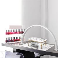 Table multifonctionnelle pour salon de beauté Lumière demi-lune LED pour bureau à ongles avec bouton rotatif Effet Bling Bling