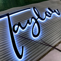Enseignes LED 3D personnalisées avec logo, lettres rétroéclairées en acier inoxydable, lettres en acrylique avec éclairage halo, enseigne en lettres en relief pour la décoration murale de devanture de magasin