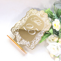 Numéros de table de mariage miroir doré avec support en acrylique de luxe Signalisation de mariage de forme irrégulière pour décoration de table