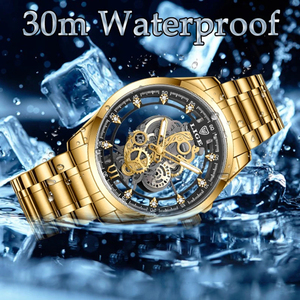 LIGE Waterproof Watch Business Quartz <b>Wristwatches</b> Men Top Brand Luxury Gold Skeleton Retro Men Watch Relogio Masculino - Product Image 6