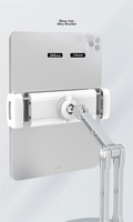 Support de téléphone et tablette en aluminium de 25 cm de hauteur, support de bureau pivotant à 360 degrés avec pince extensible bidirectionnelle pour iPhone