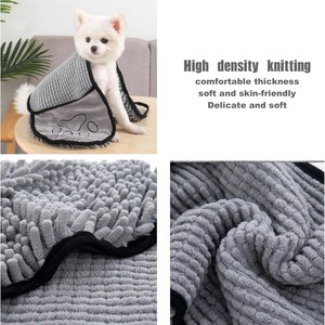 Hand Dry Pet Towel Thick Chenille Absorbent Quick Drying <b>Dog</b> Cat Bath Towel Gray Polyester Fiber Soft Wholesale - Product Image 4