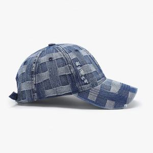 100% Cotton Common 6-Panel Adjustable Baseball Cap Washed Distressed Satin Pattern Patchwork Contrasting Color Unisex Adult Four - Product Image 2
