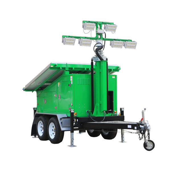 High Safety Level Outdoor Solar Powered Mobile Light Tower with MPPT Controller and Lithium Ion Battery Factory Price