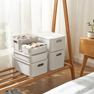 Square Plastic <b>Storage</b> <b>Box</b> Underwear Socks Book Sundries Dustproof Lid <b>Stackable</b> 10L Capacity Home <b>Storage</b> - Product Image 2