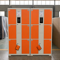 Casier intelligent à 6 portes en acier avec serrure à clavier électronique, casier de rangement pour bagages, accepte les paiements par pièces et billets