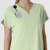 Tenue médicale personnalisée OEM pour femme : Blouse extensible à col en V et pantalon évasé taille haute – Idéale pour infirmières hospitalières