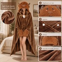 Manta con Capucha de Animales Adorables al por Mayor, Personalizada, Extragrande, Acogedora, de Forro Polar Sherpa y Franela, Tipo Sudadera, Chal, Edredón
