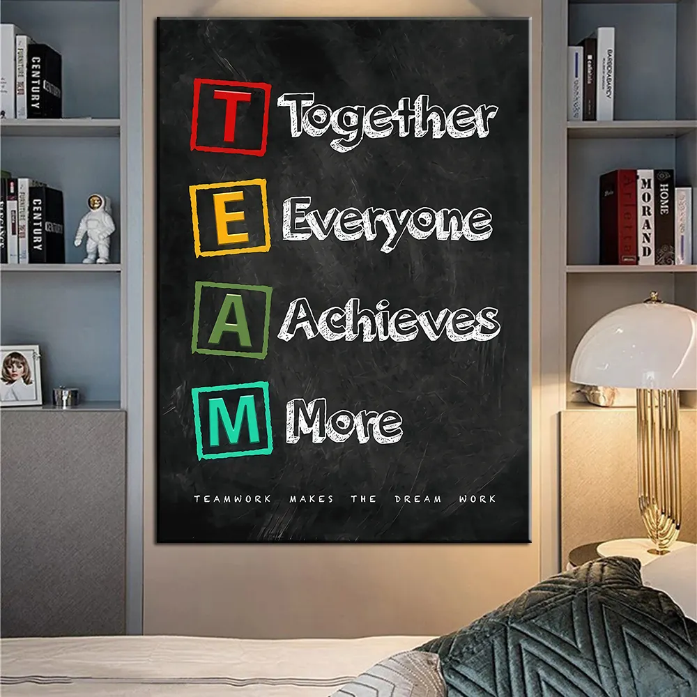 TEAM English word meaning Quotes Wall Art Pictures And Posters print on Canvas For Home decor Cuadros Office Room decoration