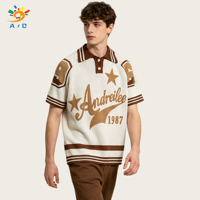 AJB Custom OEM & ODM Pull à manches courtes en tricot jacquard brodé sur le devant, respirant, séchage rapide, streetwear, surdimensionné, été, pour hommes