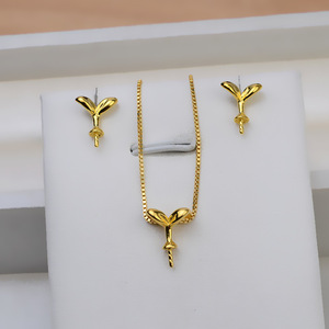 Cadena y Pendientes de Pentagrama de Plata S925, Accesorios para Manualidades, Soportes Vacíos para Perlas de Cabello de 7-13 mm, para Joyería Femenina, Modelo Tide 2813 - Product Image 1
