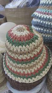 Color Woven Bucket <b>Straw</b> <b>Hat</b> Female Summer Show Face Small Big Head Round Hollow Fisherman <b>Hat</b> Breathable Basin <b>Hat</b> - Product Image 4
