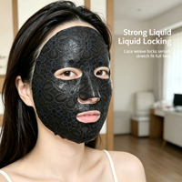Masque facial en dentelle noire 45g, tissu en dentelle française, substrat en fibres végétales, raffermissant et liftant en V