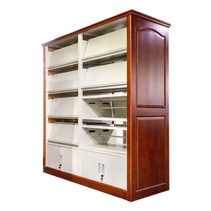 Exhibidor de Revistas Duradero de Madera y Metal con Almacenamiento Inferior para Oficinas de Instituciones Financieras - Product Image 5