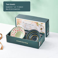 Ensemble de mini-bols en céramique et porcelaine de 4,5 pouces, style japonais et coréen, imprimés colorés, écologiques, pour fête, boîte cadeau, compatibles four/micro-ondes