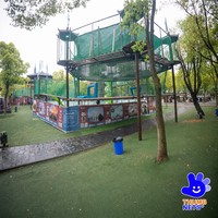 Parc de jeux en corde tressée personnalisé pour l'extérieur, parcours d'aventure multi-niveaux avec tour de suspension, certifié CE, pour 15 enfants